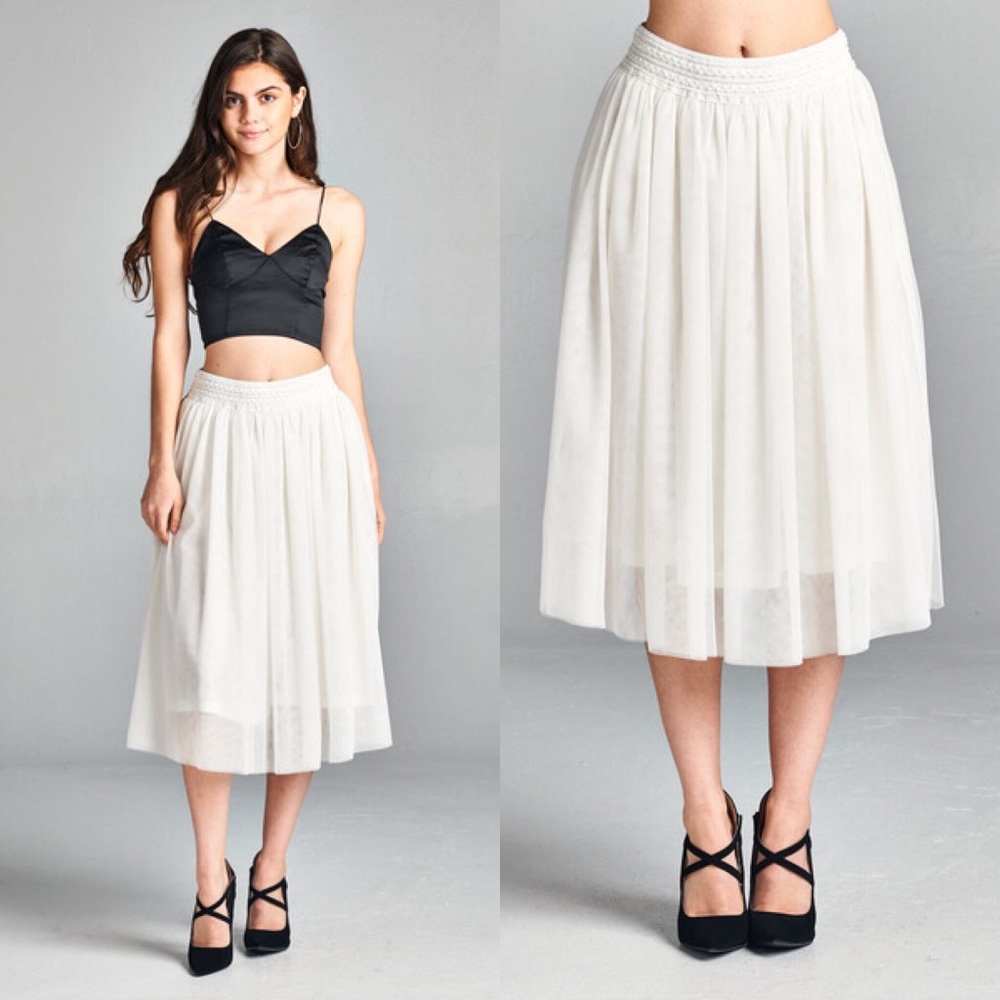 LAST 1🌸 tulle midi full skirt tutu white - Picture 2 of 6